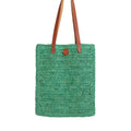 Yvonne Waska sac Alfred fait main en cuir et raphia naturel vert