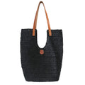 Yvonne Waska sac Charly fait main en cuir et raphia naturel noir