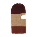 Yvonne Waska balaklava tricoté main en laine bordeaux camel et roux