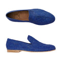 Yvonne Waska mocassins Blaise fait main en raphia naturel bleu