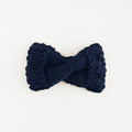Yvonne Waska headband tricoté main en laine bleu marine